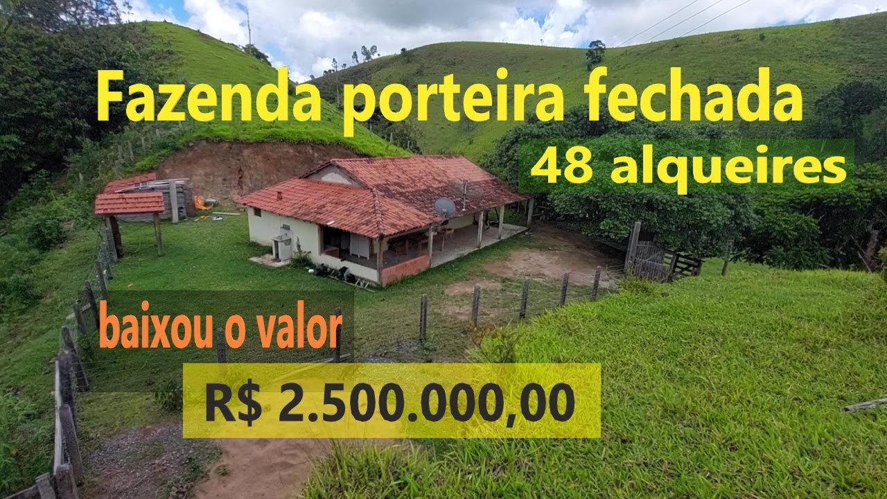 VENDIDA....LINDA FAZENDA PORTEIRA FECHADA 48 ALQUEIRES VACAS NELORE TOURO TRATOR NASCENTE - CUNHA/SP