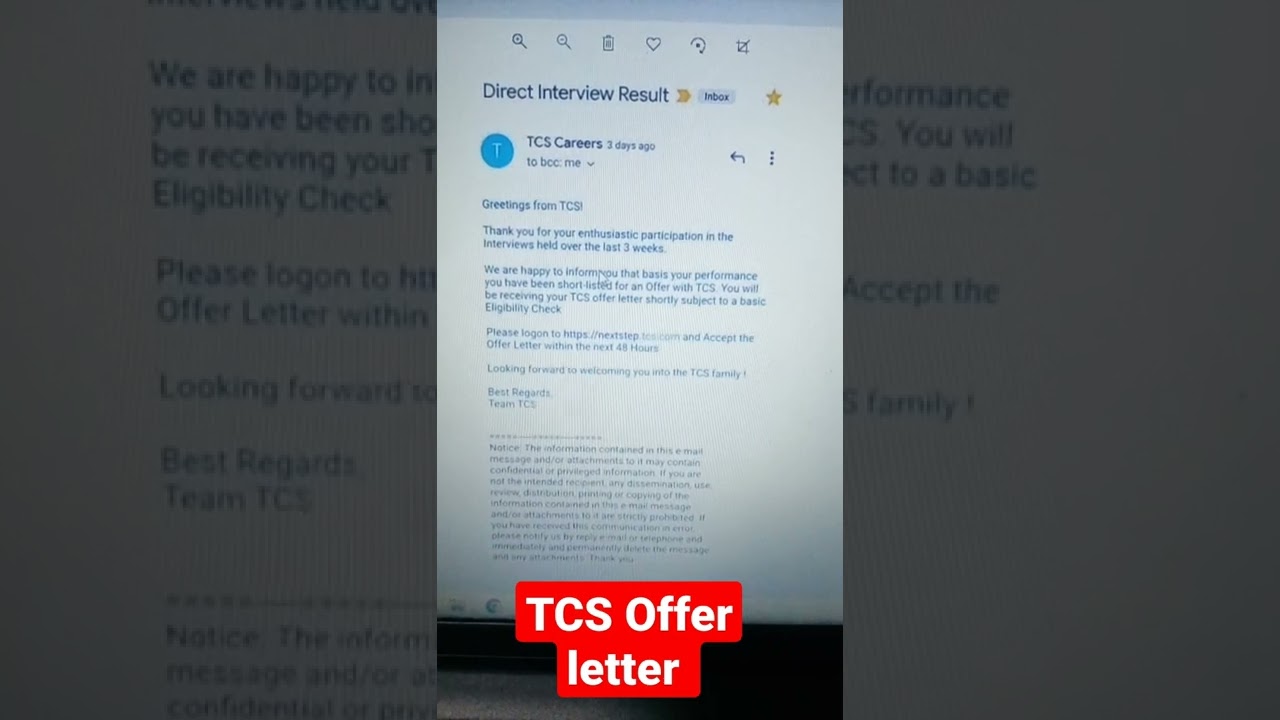 Письмо с предложением TCS