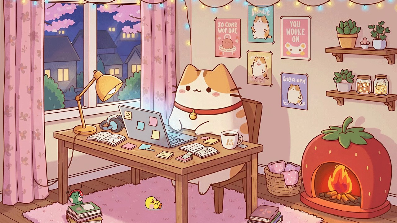 Pusheen’s Cozy Spring Study 🌸 Lofi Hip Hop Radio - Chill Beats to Relax/Study to