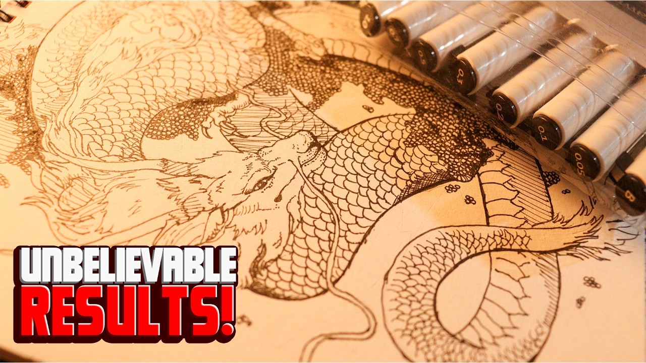 Drawing With Ohuhu Fineliners + Detailed Review (Dragon Drawing) | Kamal Art Claws