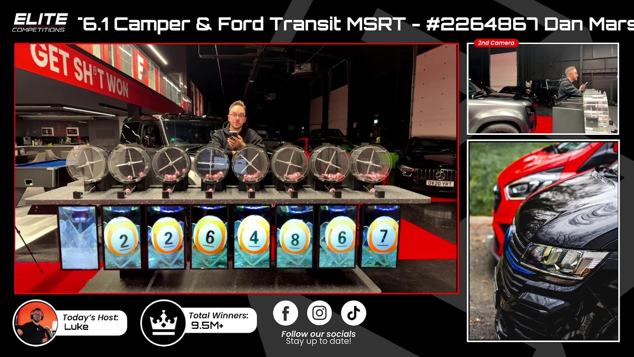 Wednesday Jackpot Live Draw - VW T6.1 Camper & Ford Transit MSRT