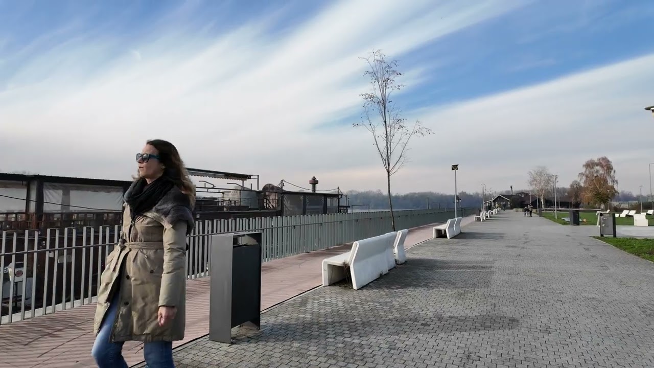 Belgrade Walking Tour - Sava River Promenade (Part 1) - Waterfront 4K