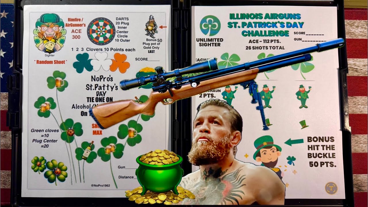 @IllinoisAirguns / NoPro's St.Patty's Day Challenges First Rip🍀AvengeX Woody@25 yrds.Tie One On🤢🎻🎻🎻🍻
