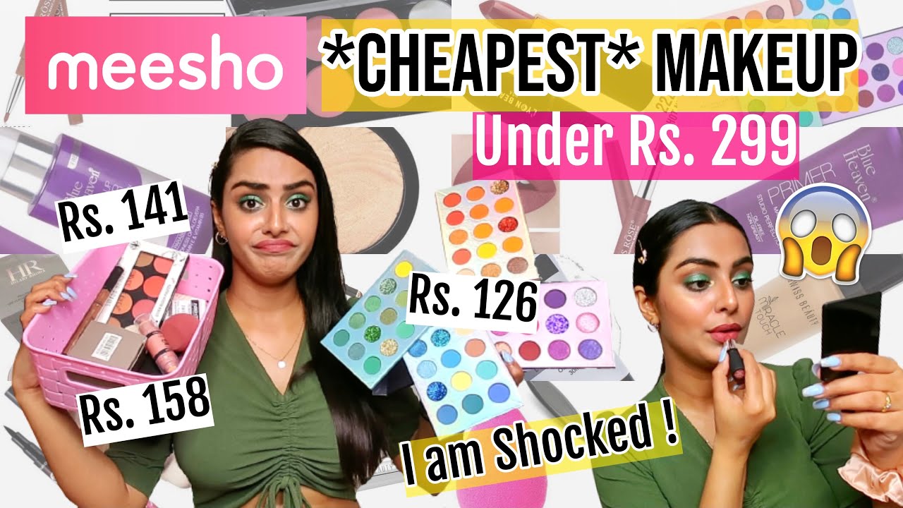 Trying *Cheapest* Makeup From MEESHO | EVERYTHING UNDER Rs. 299 | Full Face of सस्ता Makeup #Part1