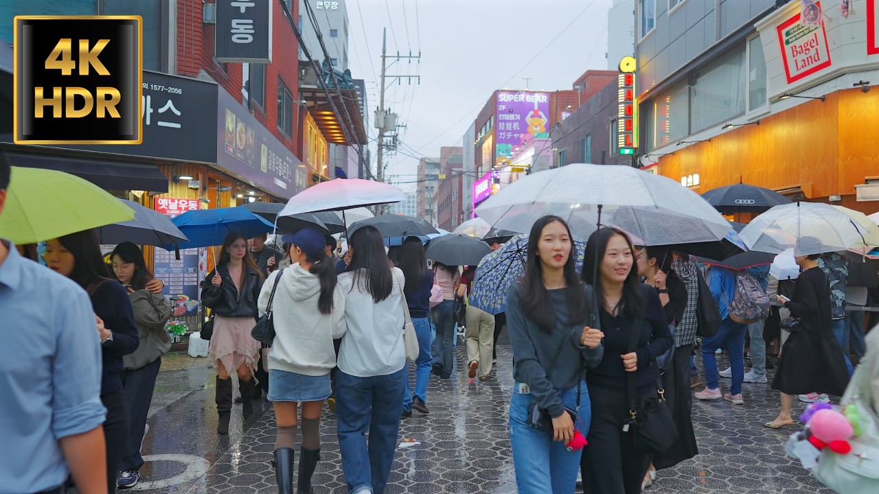 Атмосфера Сеула/Сонсудона во время дождливого праздника Чусок в 4K | Корея | 4K HDR | 4K Walk