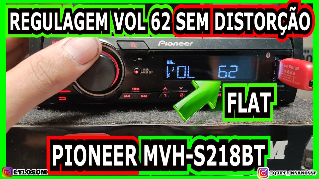 Como regular som automotivo toca cd PIONEER MVH S218BT no maximo 62 regulagem how to regulate