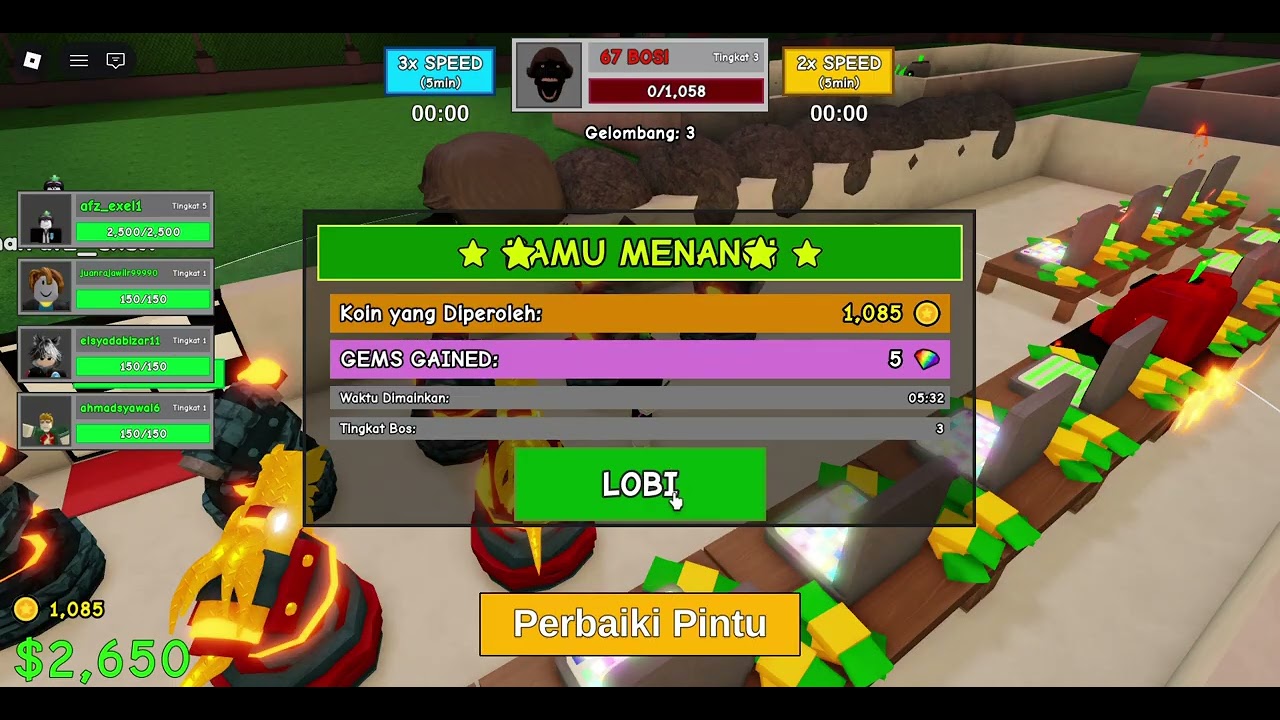 PART 2 - SULTAN BERMAIN ROBLOX (PERTAHANKAN PANGKALAN DARI 67)