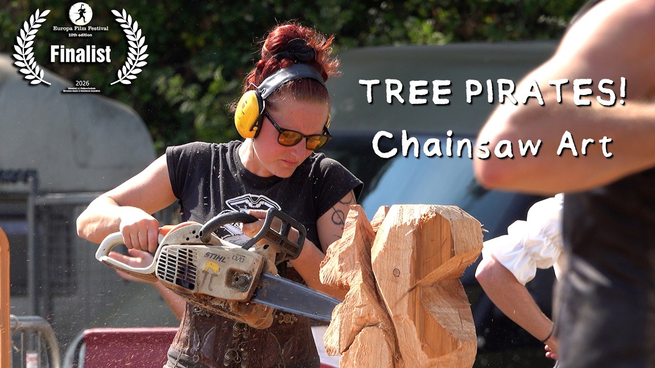 Chainsaw Carvers - The Tree Pirates in action at The Oak Fair in Dorset