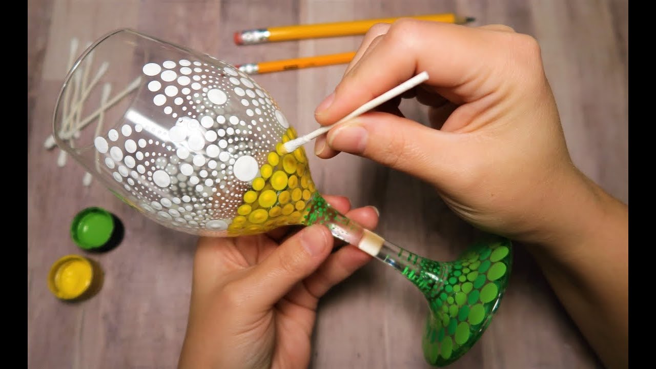 EASY Dot Mandala Glass Painting Using ONLY Qtip Toothpick Pencil | How To with Lydia May