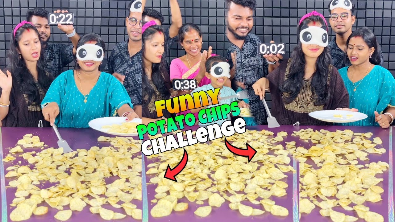 Potato Chips Blind Fold Funny Challenge With Family