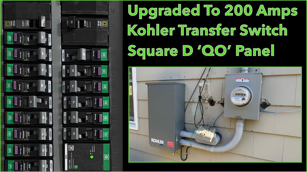 200 Amp Service with Automatic Transfer Switch for Backup Power Plus  Square D 'QO' Panel