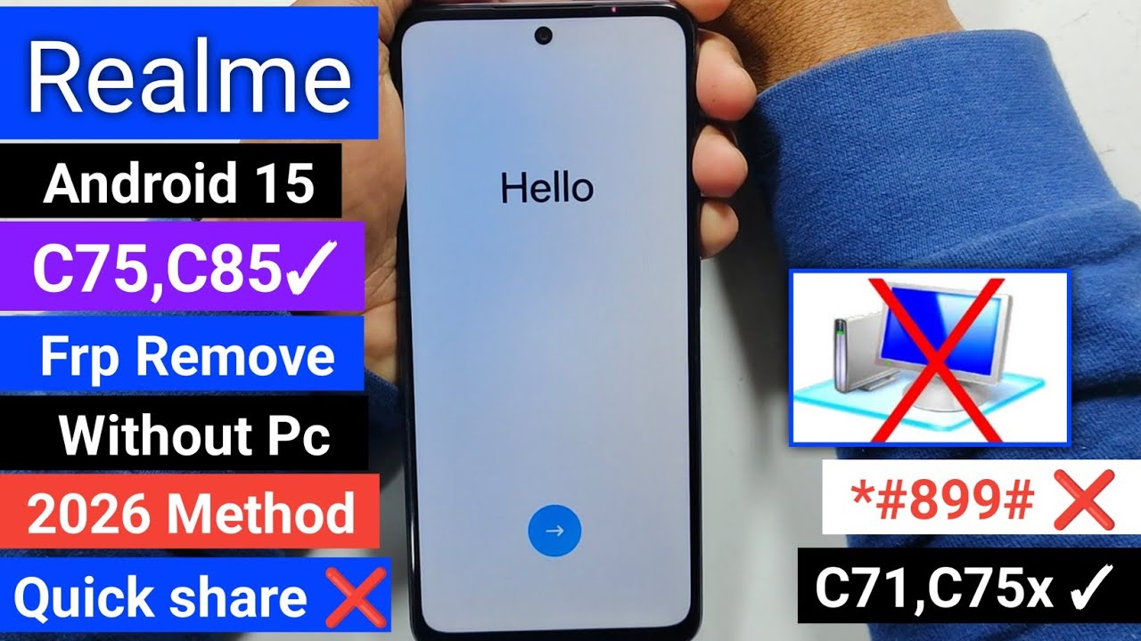 Удаление FRP на Realme C71, C75, C85 в 2026 году || Удаление учетной записи Google на Realme Andr...