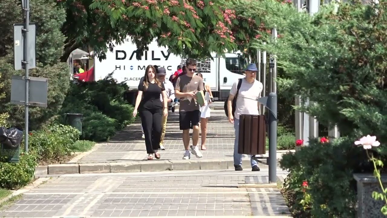 A Beautiful Day in Bucharest Young Women in Dresses, Fountains, Trams & Park Vibes