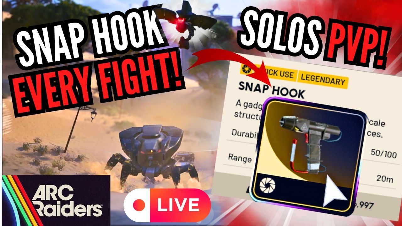 🔴 *SNAP HOOK CHALLENGE!* Using a SNAPHOOK in EVERY FIGHT POSSIBLE! SOLOS PvP in Arc Raiders!