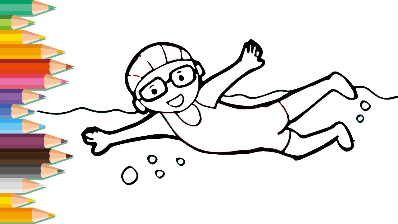 Drawing and Coloring for Kid | a Boy Swimming | Lovely Kids