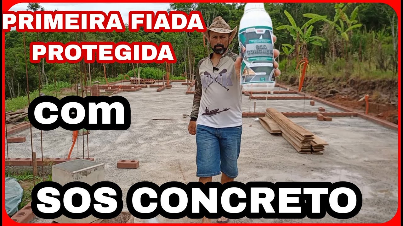 Casa de tijolo ecológico, assentamento da primeira fiada com HIDROFUGANTE SOS CONCRETO...