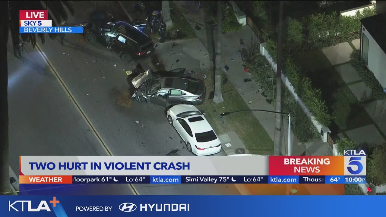 2 hospitalized in violent crash in Beverly Hills