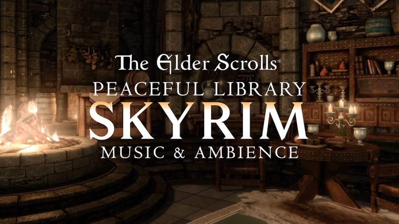 Peaceful Library in Skyrim | Elder Scrolls Music & Ambience for Study, Sleep, Relaxing