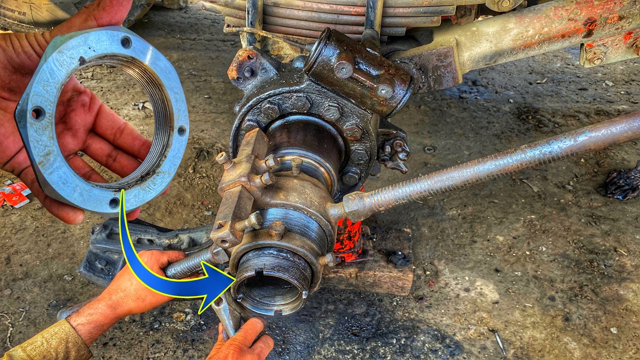 (How to) recreate the threads of a truck rear axle spindle in a machinist with the help of hand die