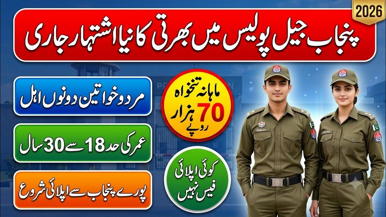 Punjab prison police department new jobs 2026|Today New jobs in Pakistan|police department jobs 2026