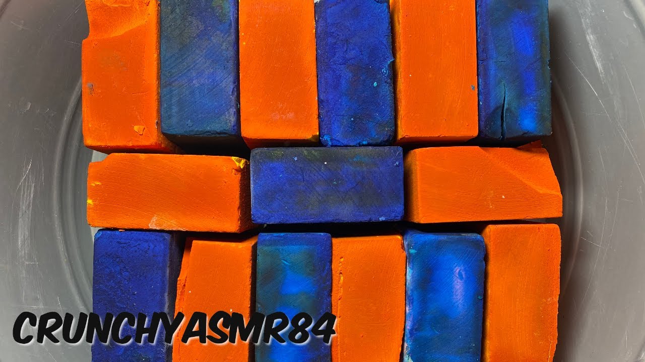 16 Blocks of Dyed Gym Chalk | Blue & Yellow | Sleep Aid | Oddly Satisfying | ASMR