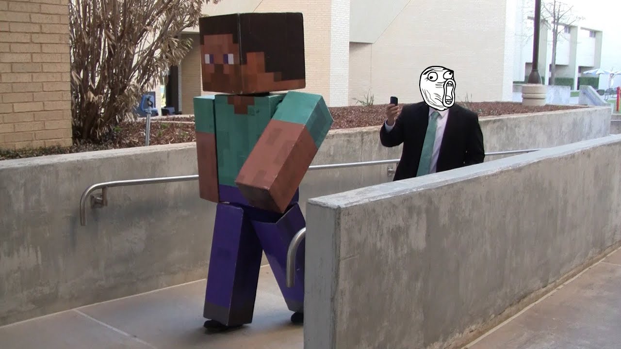 Real Life Minecraft Steve Goes to School