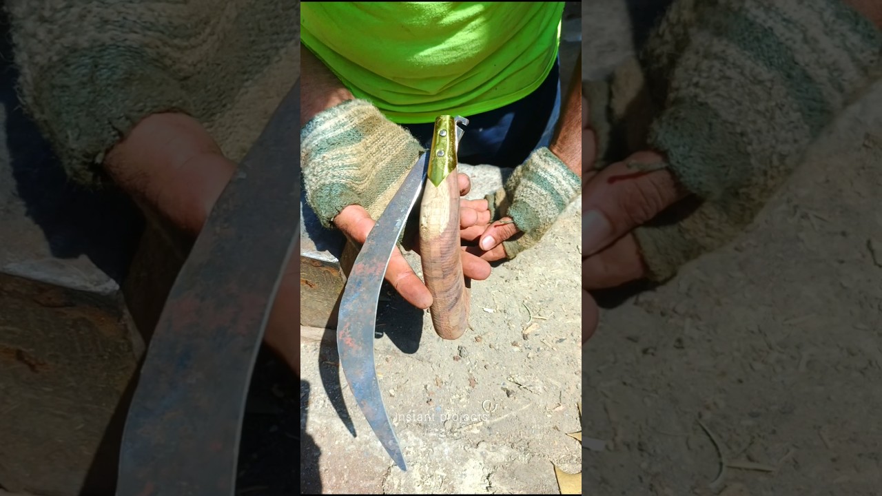 Old rusty Triangular file Turned into a Folding Sickle