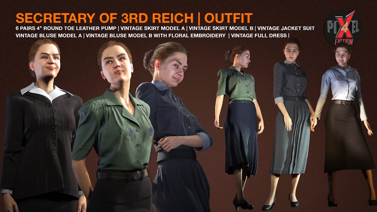 Third Reich Secretary Outfit for Reallusion Character Creator