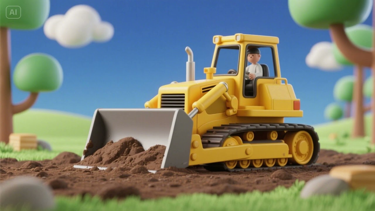 The Big Yellow Bulldozer Pushes the Dirt | Nursery Rhymes & Kids Songs