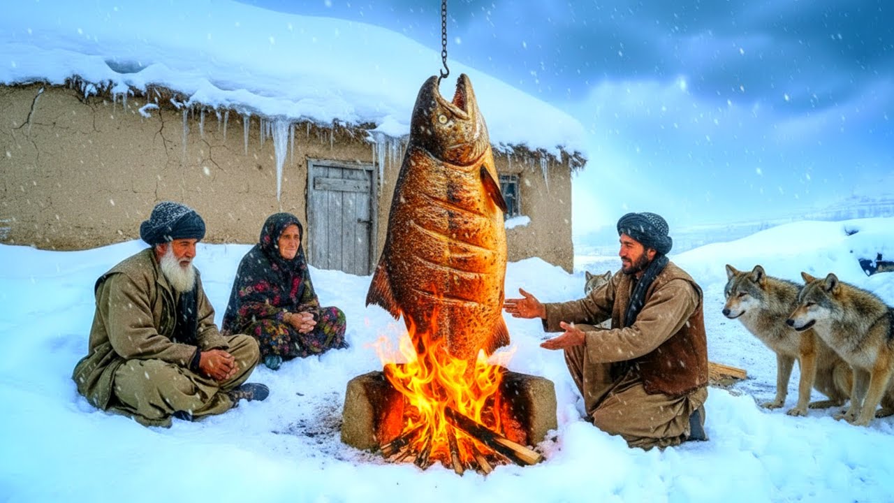 Surviving Harsh Snowfall in Afghanistan's Coldest Village | Cooking Salmon Fish