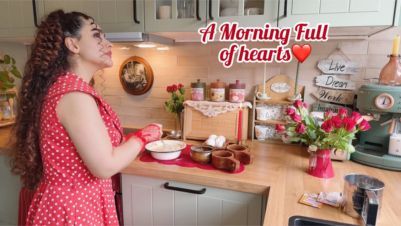 Romantic Morning Routine in my vintage home❤️ Santur, Heart Breakfast & Embroidery🪡