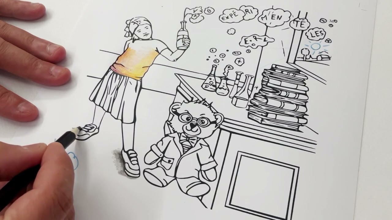 Tutoriel pour apprendre à poser des ombres au crayon de couleur pour les enfants ￼