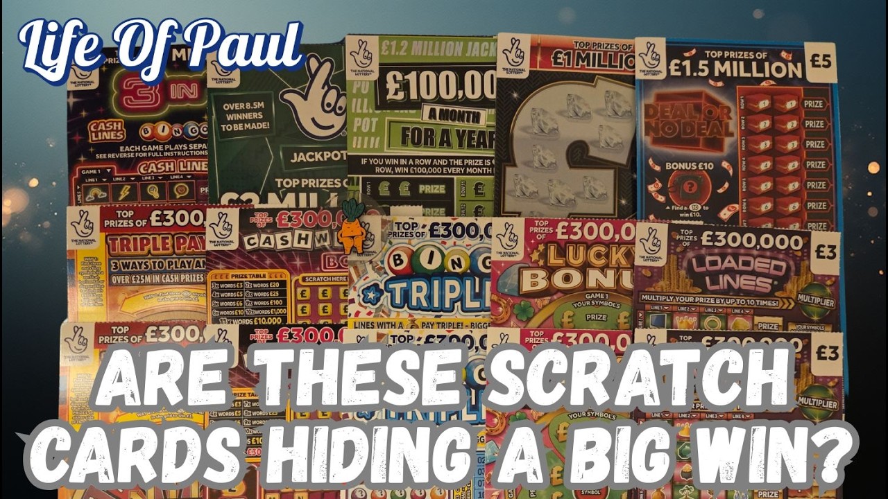 &pound;55 scratch cards. A mix of &pound;5 and &pound;3 scratch cards from the Lottery, looking for a big win!