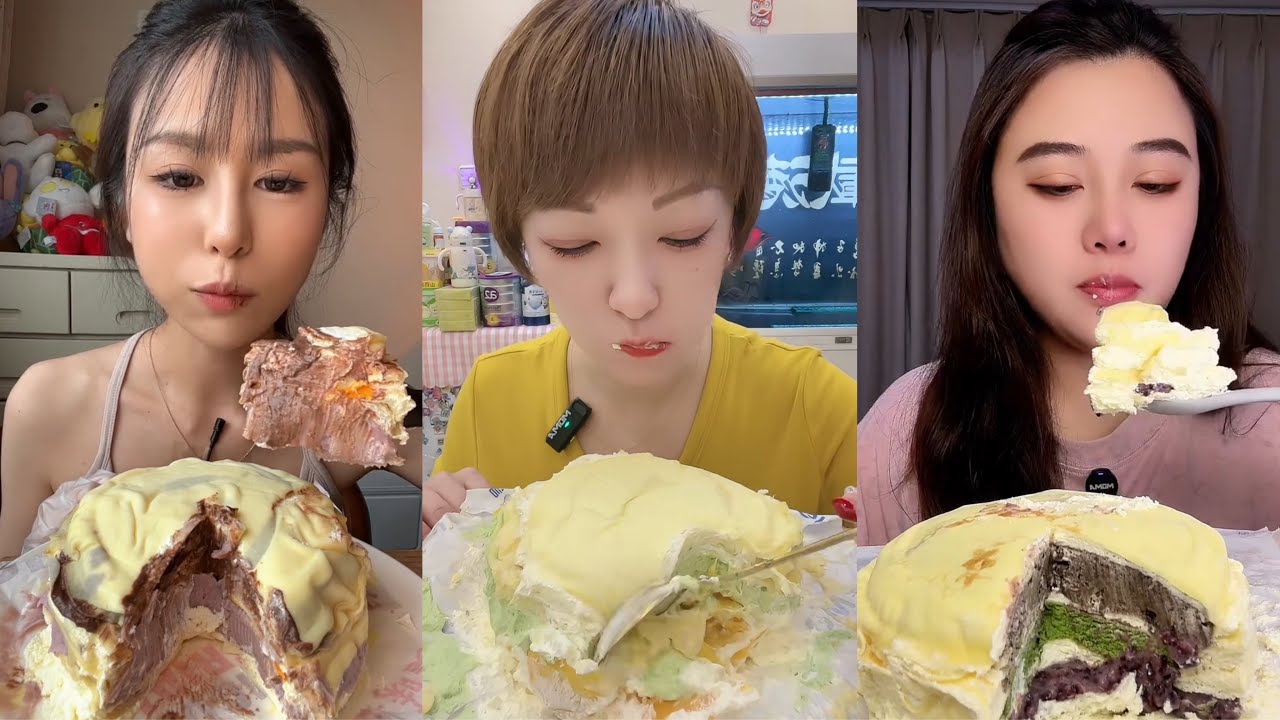 ASMR Mukbang Durian Crepe Cake & Chocolate Layer Cake – Creamy Sweet Dessert Eating Sounds
