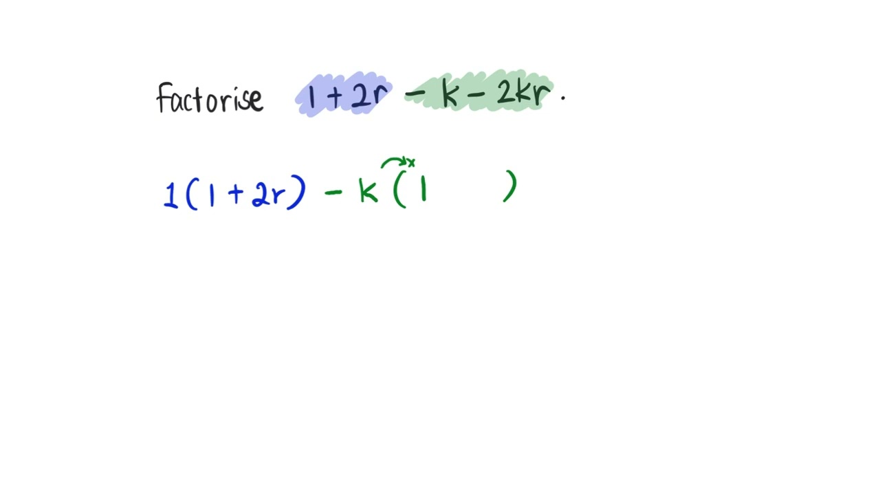 [Factorisation of Quadratic Expressions by Grouping Terms] 1+2r-k-2kr