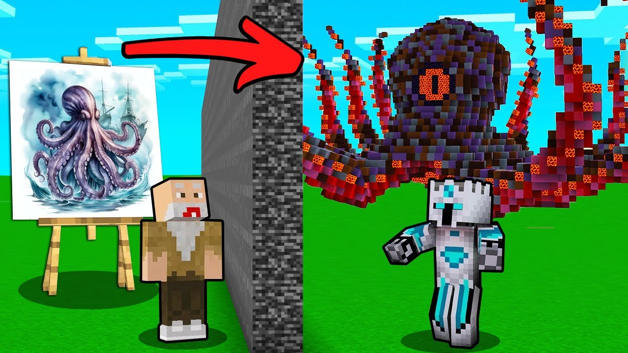 Aku Pakai Cheat //DRAW Kraken Titan di Build Battle, 8 Detik Jadi di Minecraft!! BAPAK GILE BINGUNG!