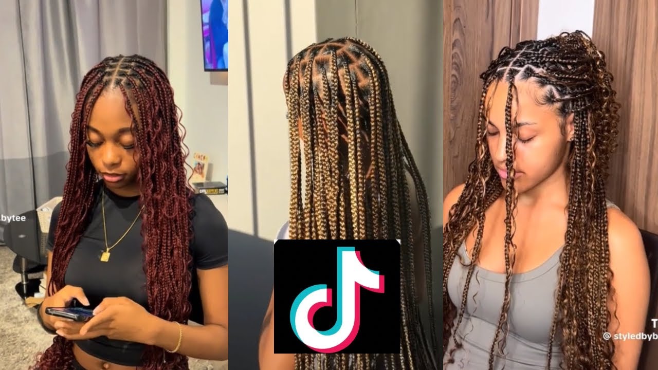 Tiktok Knotless braids compilation 💗hairtok for black girls | black tiktok