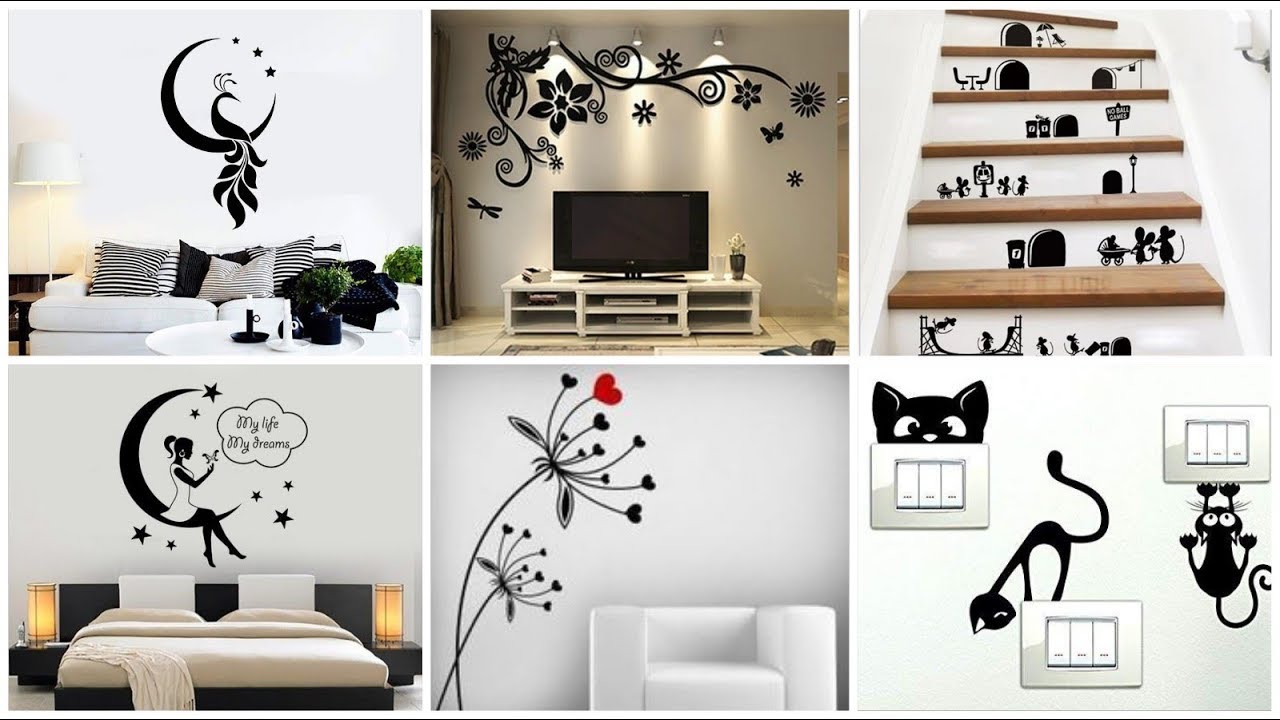 Very beautiful & most demanding black & white wall stickers//water proof wall papers design