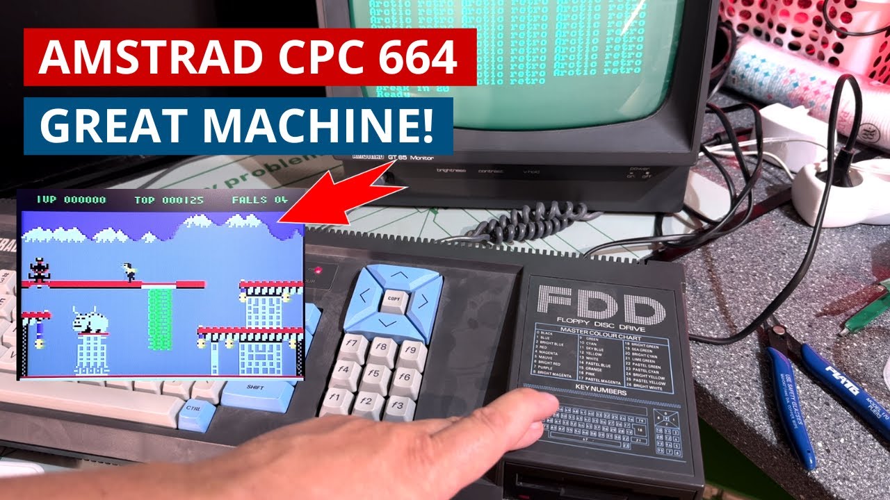 This Amstrad CPC 664 needs some improvements - It needs a repair, some colors and a power supply