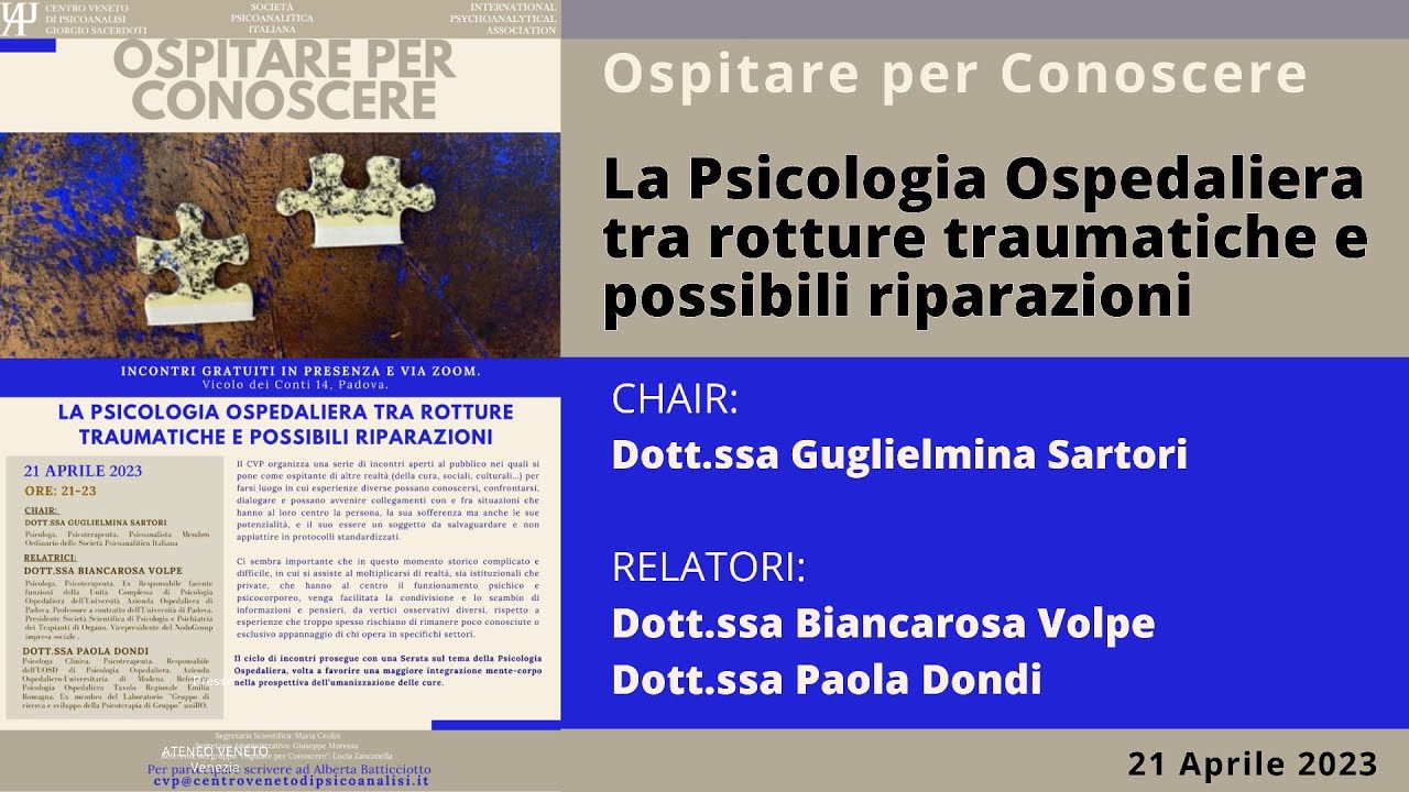 Ospitare  Per Conoscere 2023:  La Psicologia Ospedaliera