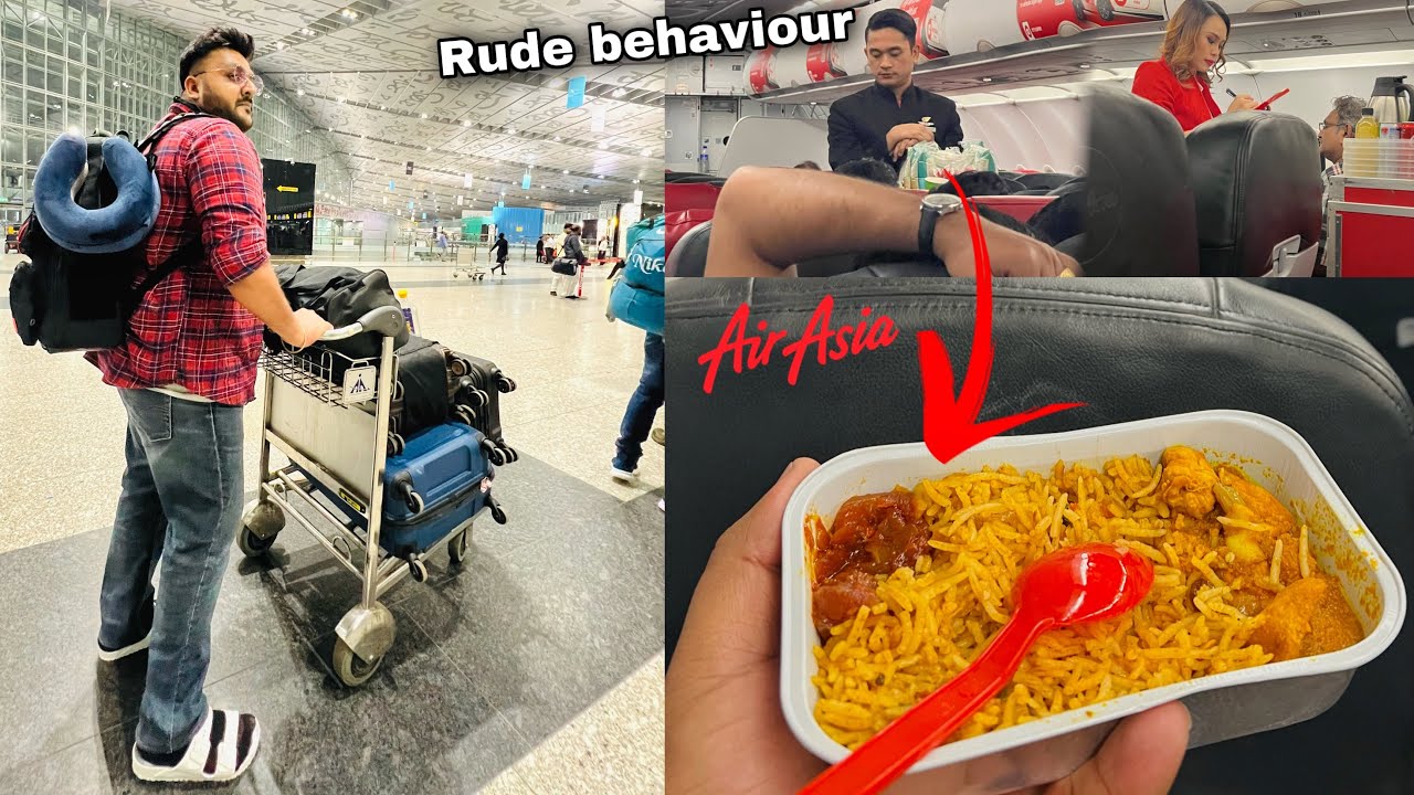 International Air Asia Worst flight || Rude Cabin Crew || Worst Service & Food 😨