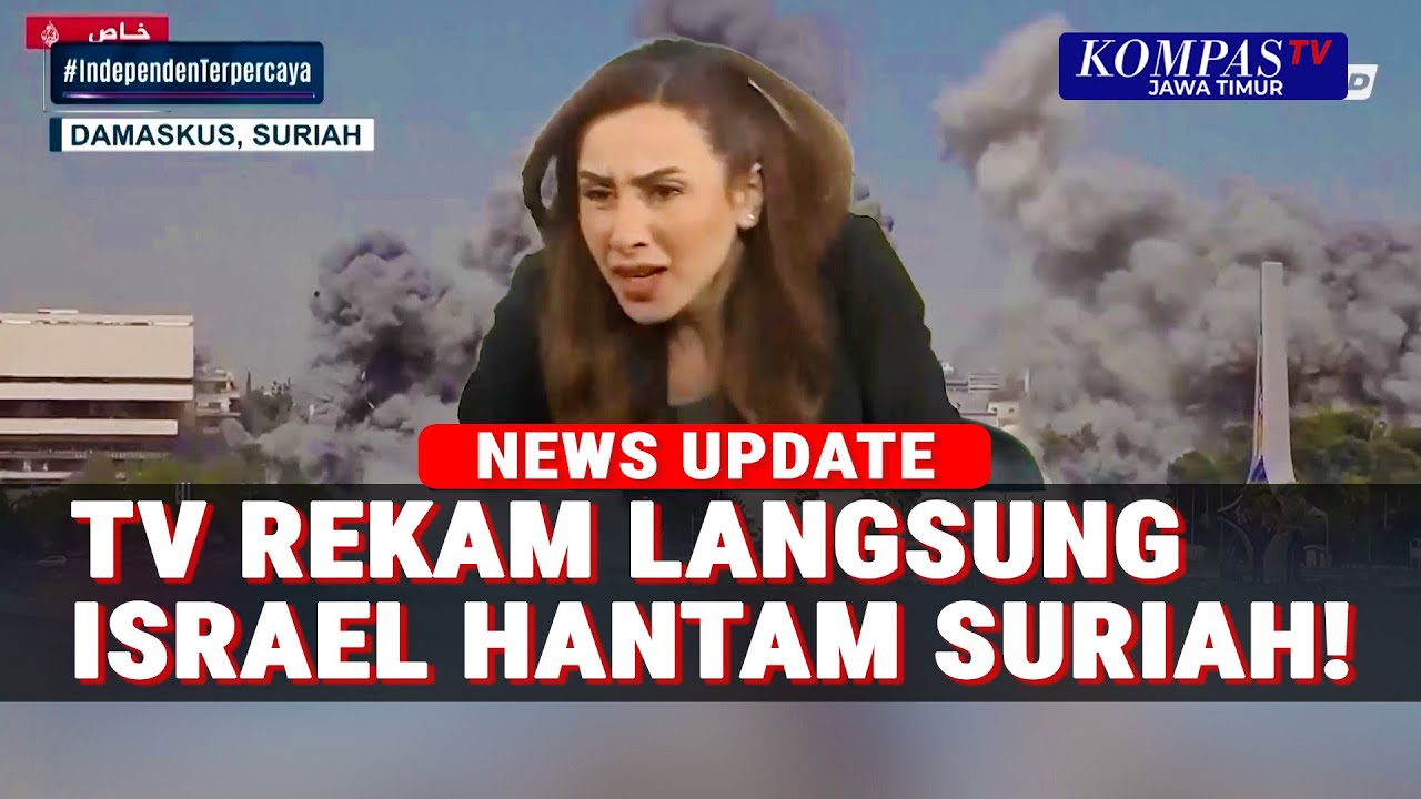 Detik-Detik Serangan Israel Terekam Saat Siaran Langsung TV Suriah