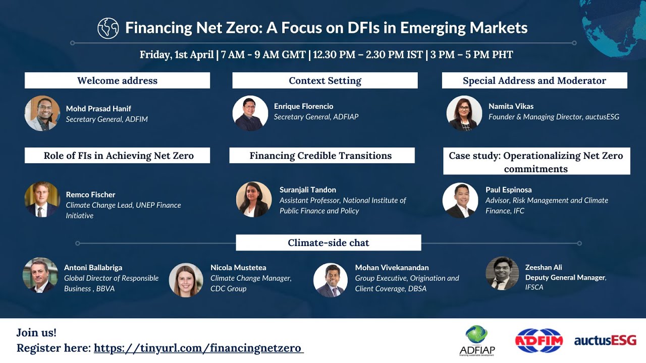 Financing Net Zero Webinar &lsquo; Focus on DFIs in Emerging Markets&rsquo;