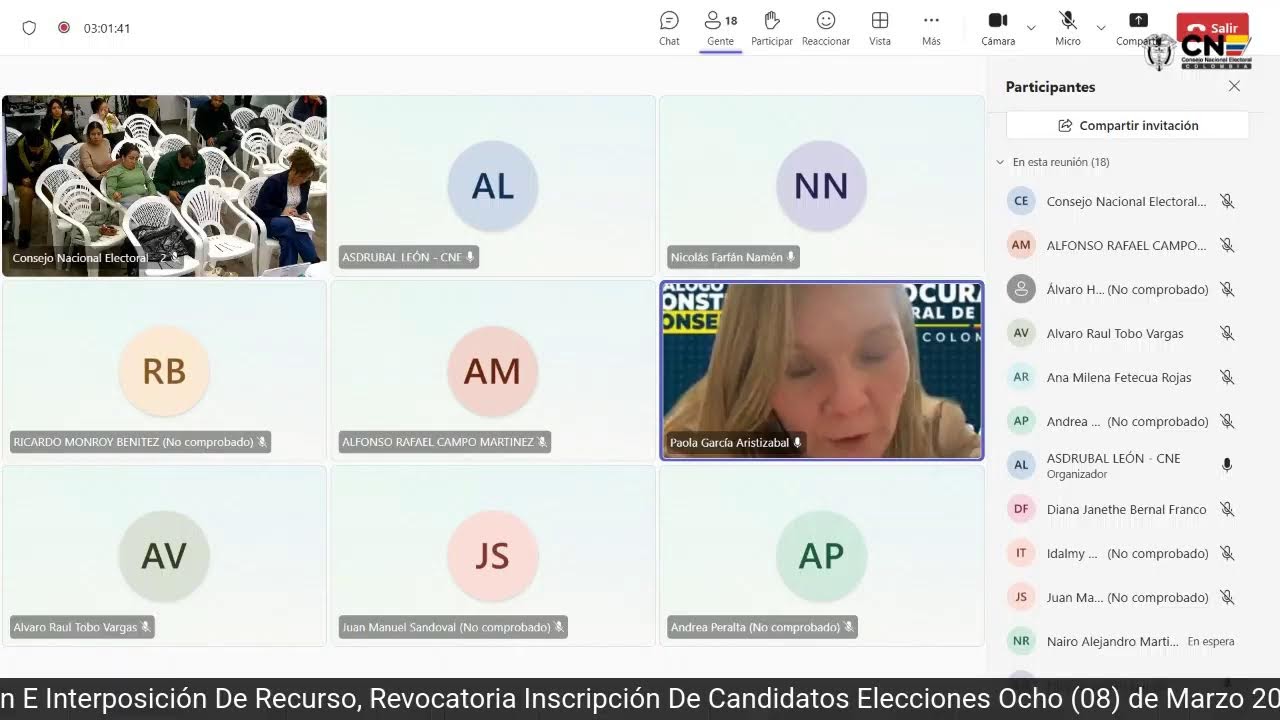 Audiencia Pública CNE Revocatoria Inscripción Candidatos Elecciones 08 de Marzo 2026.