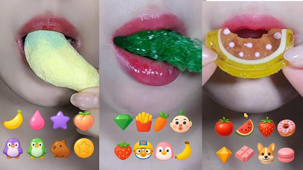 [No Talking] 10 Minutes ASMR EMOJI FOOD Compilation | Crunchy Eating Sounds