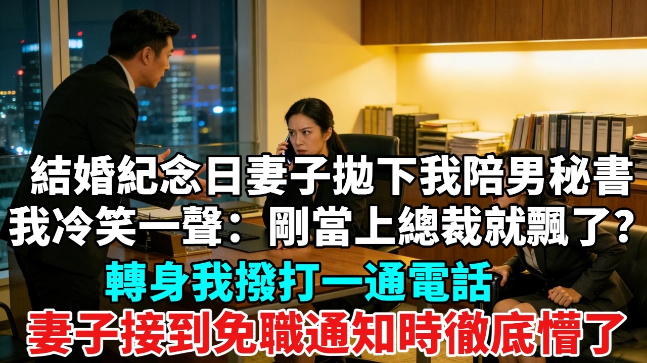 結婚紀念日妻子拋下我去陪男秘書，我冷笑一聲：剛當上總裁就飄了？轉身我撥打一通電話，妻子接到免職通知時徹底懵了#故事頻道#情感故事#分享#情感#感情#婚姻