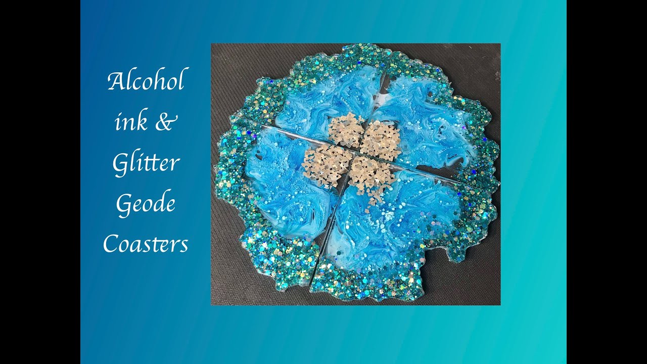 Resin Coasters Silicone Molds Alcohol Ink and Glitter embellishments