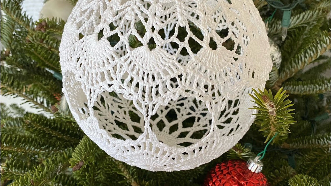 Mega huge Christmas tree ball crochet ornament