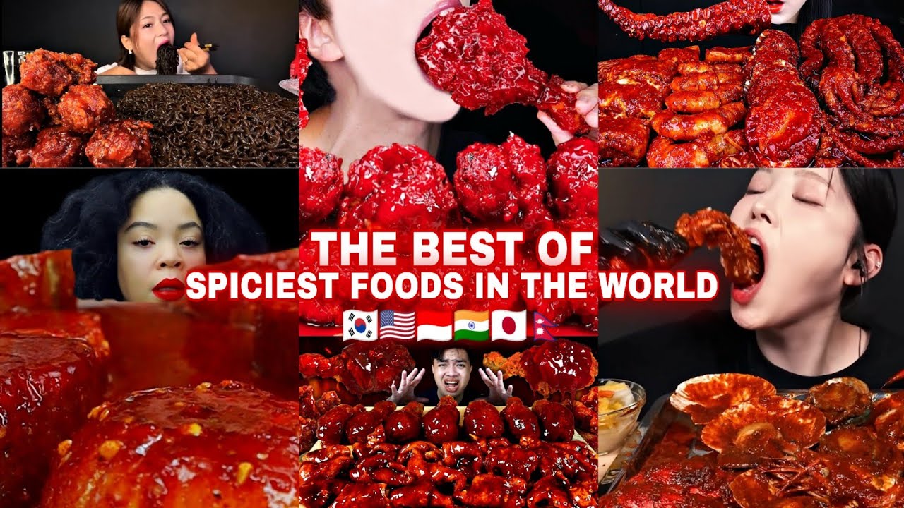 Mukbangers Trying The Most Spicy Foods Around the World ASMR MUKBANG (compilation)