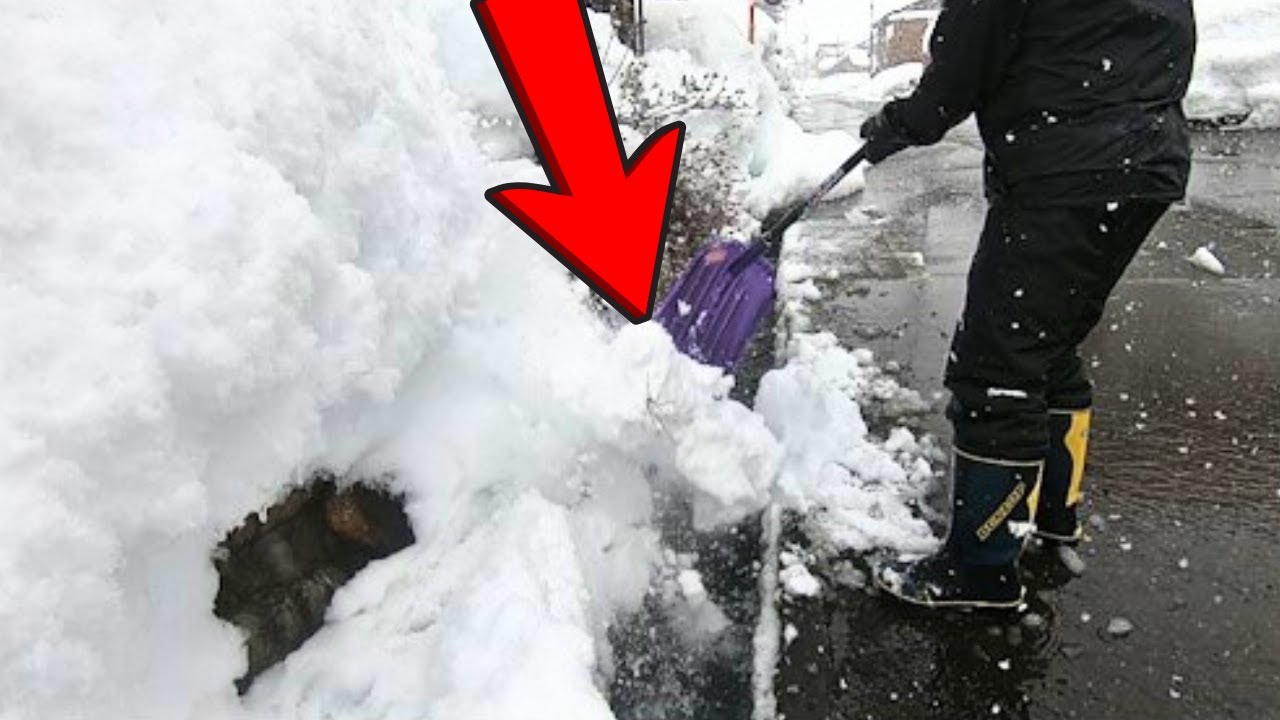 Satisfying Snow Removal into Fast Flowing Gutter | Breaking Massive Snow Wall #16
